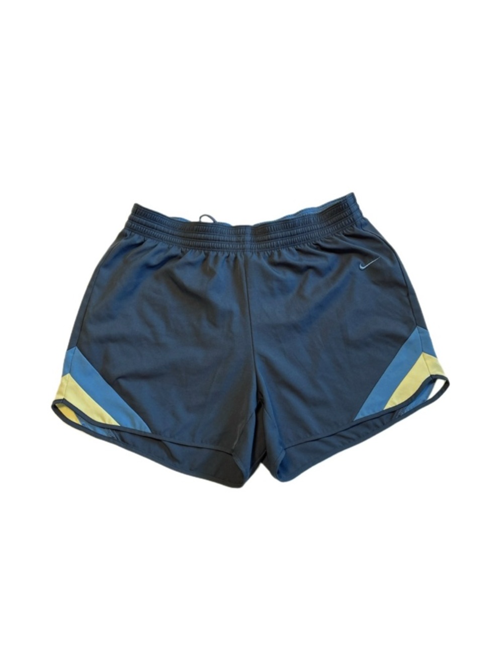 Nike Dri-Fit Moisture-Wicking Design Athletic Workout Shorts Blue Yellow Size L